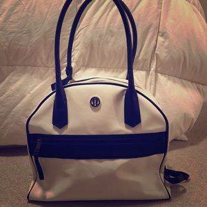Lululemon leather bag- black, white, pink